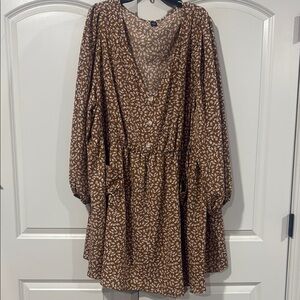 Brown Floral Women's Dress